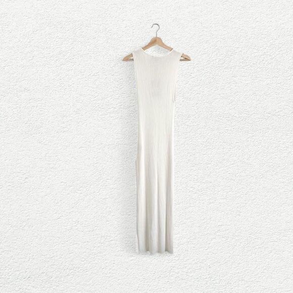 Lamarque Giovanni Rib Knit Maxi Dress in Off White - Picture 5 of 8